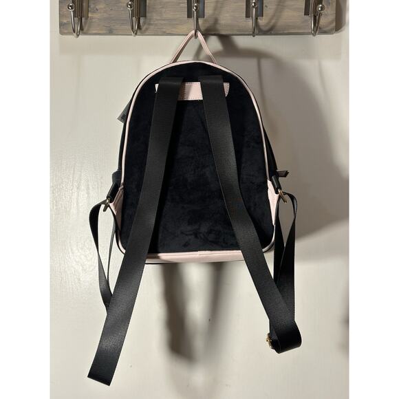 Juicy Couture Backpack, Retro Heritage Embroidered Bag - Black Velour & Pink NWT